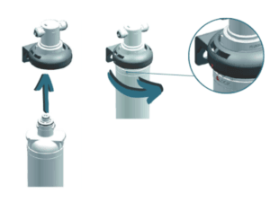 Bild av hur man sätter in vattenfilter i filterhållare