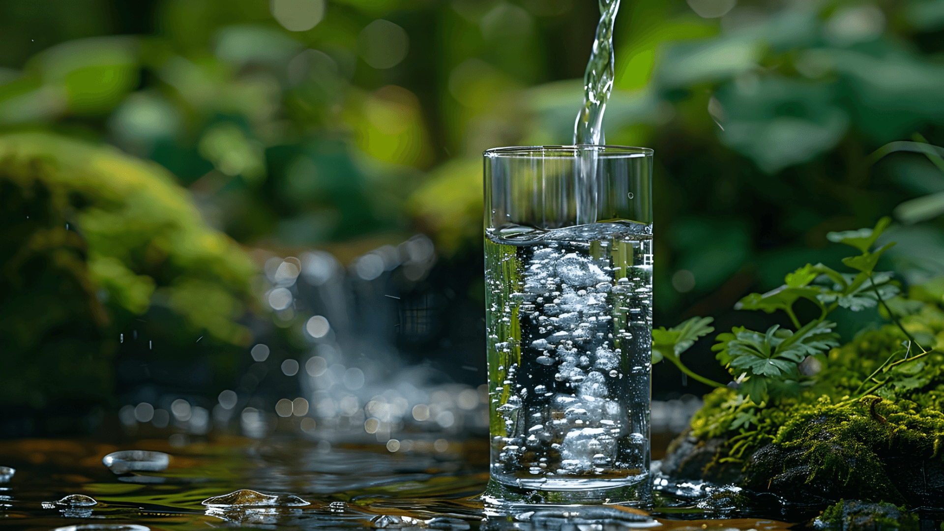 Vattenglas i naturen som representerar hållbart vatten